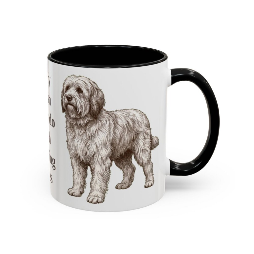 11oz Funny Polish Lowland Sheepdog Mug, Black, right side view