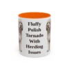 11oz Funny Polish Lowland Sheepdog Mug, Orange, front view