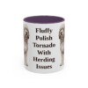 11oz Funny Polish Lowland Sheepdog Mug, Purple, front view