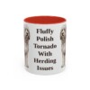 11oz Funny Polish Lowland Sheepdog Mug, Red, front view