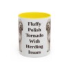 11oz Funny Polish Lowland Sheepdog Mug, Yellow, front view