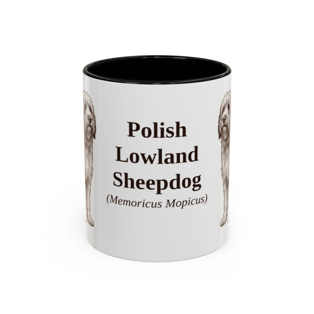 11oz-polish-lowland-sheepdog-mug-latin-black-front 11oz Polish Lowland Sheepdog Latin Mug, Black, front view
