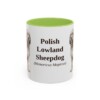 11oz-polish-lowland-sheepdog-mug-latin-light-green 11oz Polish Lowland Sheepdog Latin Mug, Light Green, front view