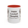 11oz-polish-lowland-sheepdog-mug-latin-red 11oz Polish Lowland Sheepdog Latin Mug, Red, front view