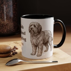 11oz Polish Lowland Sheepdog Dog Mom Mug, Black, lifestyle photo