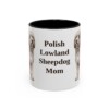 11oz Polish Lowland Sheepdog Dog Mom Mug, Black, front view