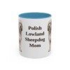 11oz Polish Lowland Sheepdog Dog Mom Mug, Light Blue, front view