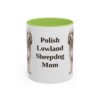 11oz Polish Lowland Sheepdog Dog Mom Mug, Light Green, front view