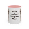 11oz Polish Lowland Sheepdog Dog Mom Mug, Pink, front view