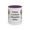 11oz Polish Lowland Sheepdog Dog Mom Mug, Purple, front view
