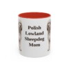 11oz Polish Lowland Sheepdog Dog Mom Mug, Red, front view