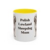 11oz Polish Lowland Sheepdog Dog Mom Mug, Yellow, front view