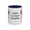 11oz Polish Lowland Sheepdog Mug, Navy, front view