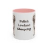 11oz Polish Lowland Sheepdog Mug, Pink, front view