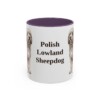 11oz Polish Lowland Sheepdog Mug, Purple, front view