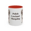 11oz Polish Lowland Sheepdog Mug, Red, front view
