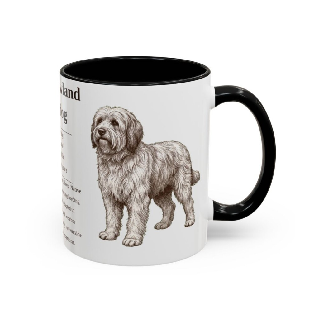 11oz Polish Lowland Sheepdog Mug, Black, right side view