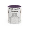 11oz Polish Lowland Sheepdog Mug, Purple, front view