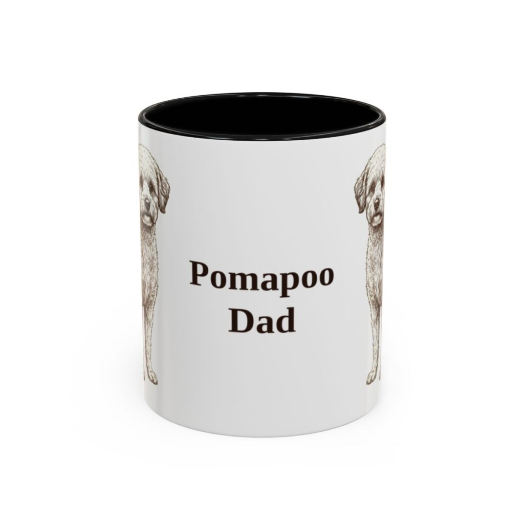 11oz Pomapoo Dog Dad Mug, Black, front view