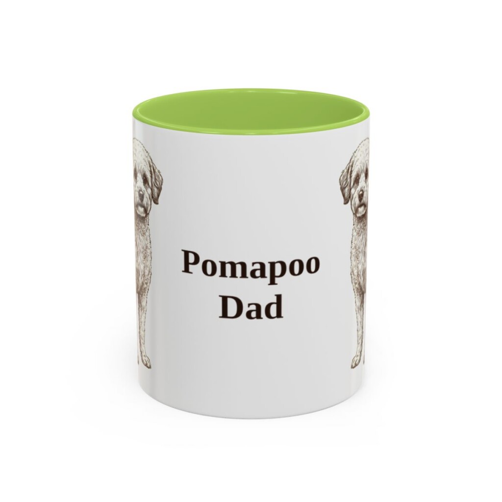 11oz Pomapoo Dog Dad Mug, Light Green, front view