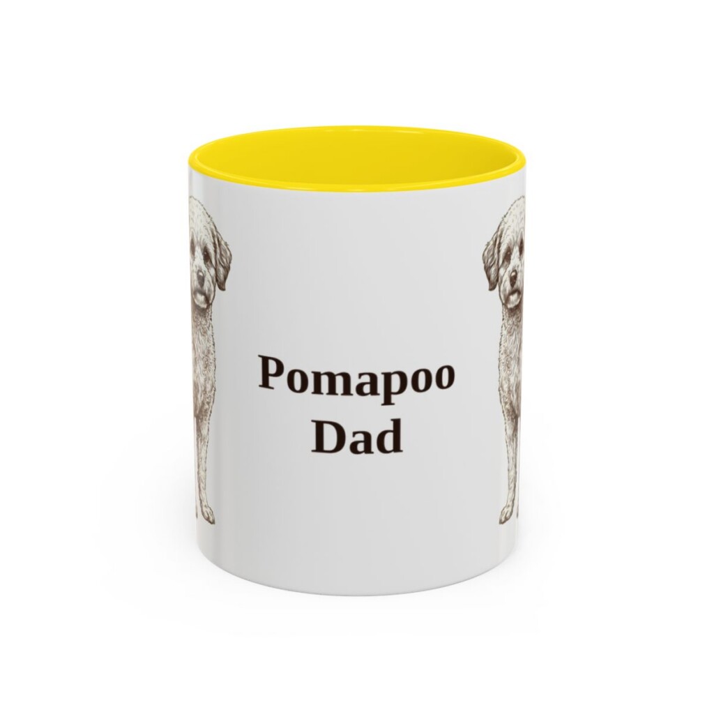 11oz Pomapoo Dog Dad Mug, Yellow, front view