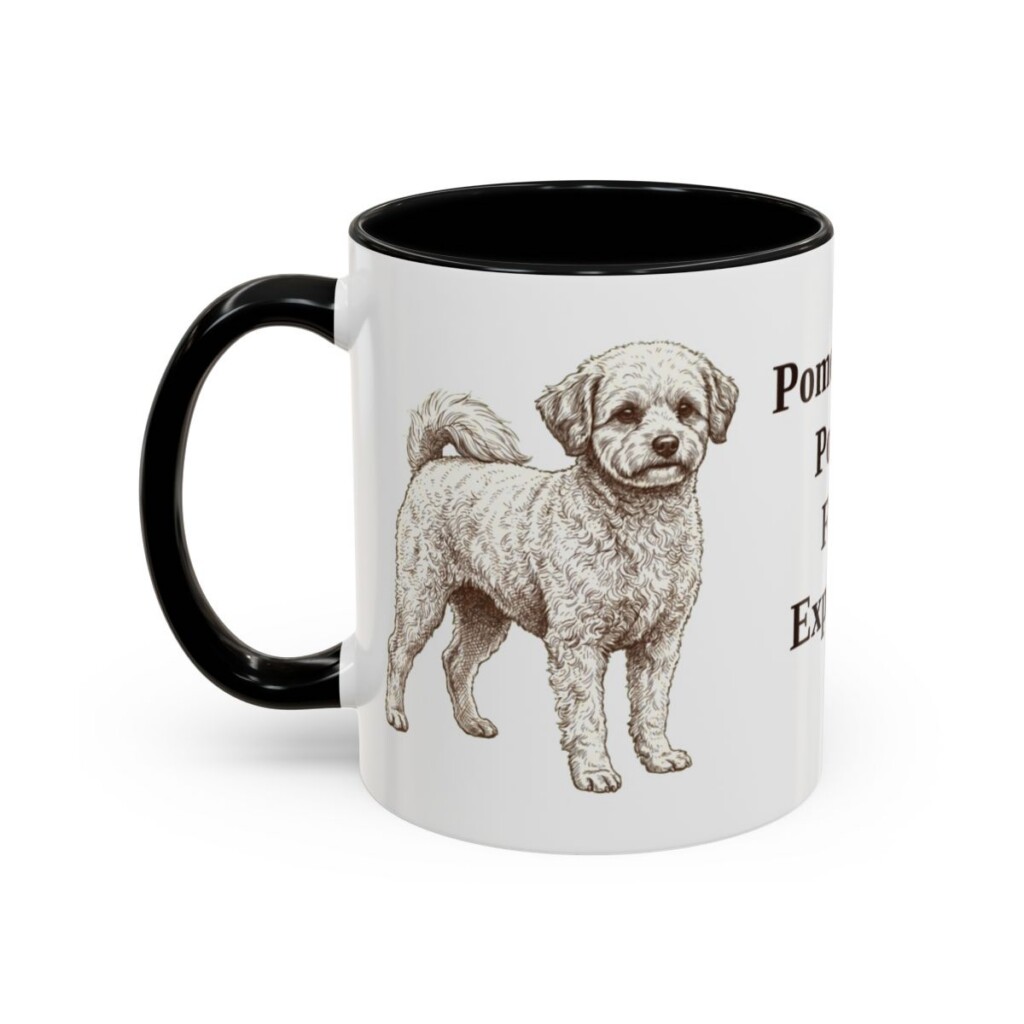 11oz Funny Pomapoo Mug, Black, left side view
