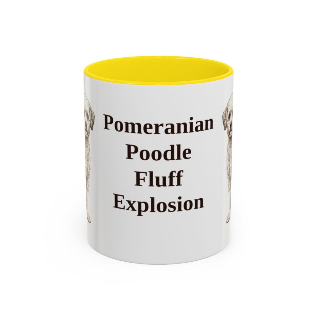 11oz Funny Pomapoo Mug, Yellow, front view