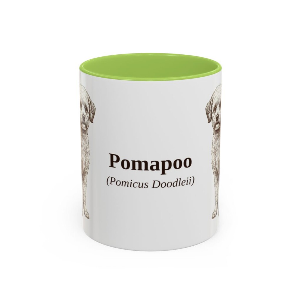 11oz-pomapoo-mug-latin-light-green 11oz Pomapoo Latin Mug, Light Green, front view