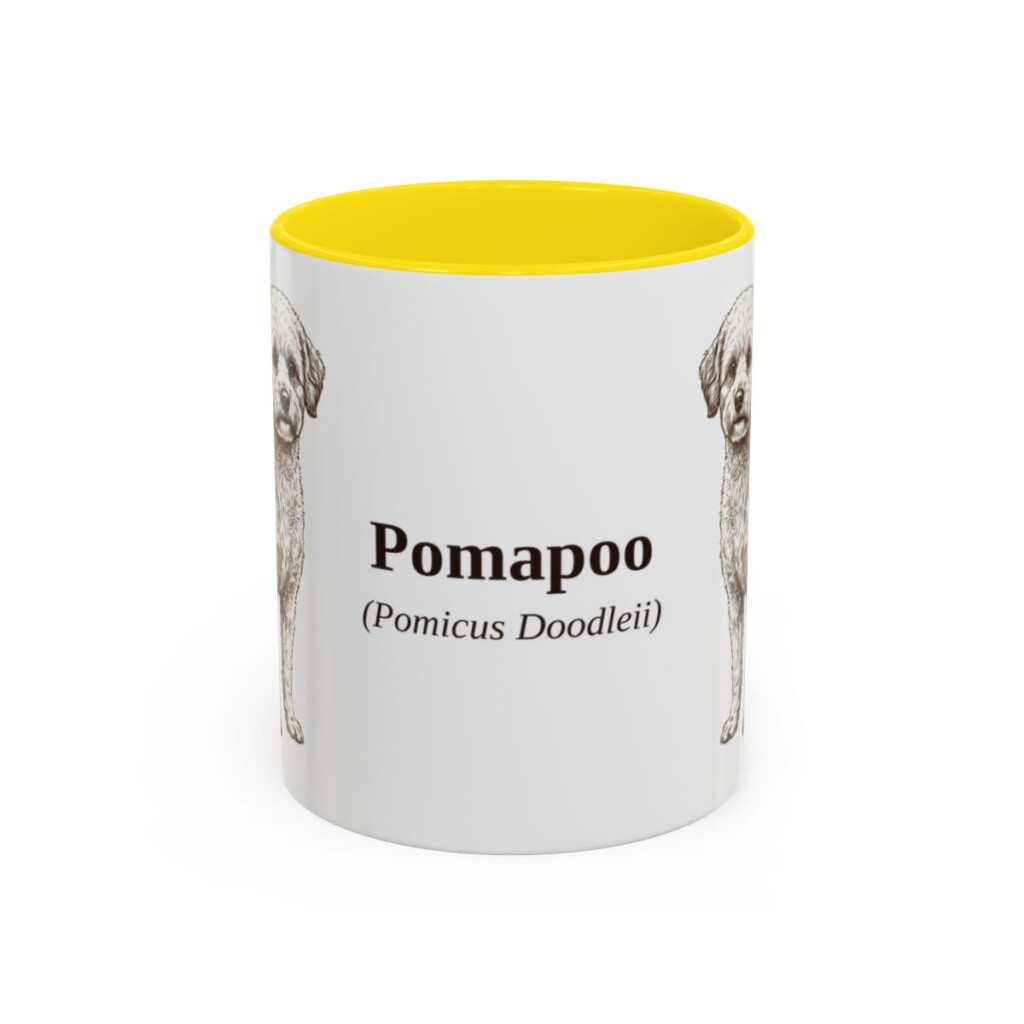 11oz-pomapoo-mug-latin-yellow 11oz Pomapoo Latin Mug, Yellow, front view