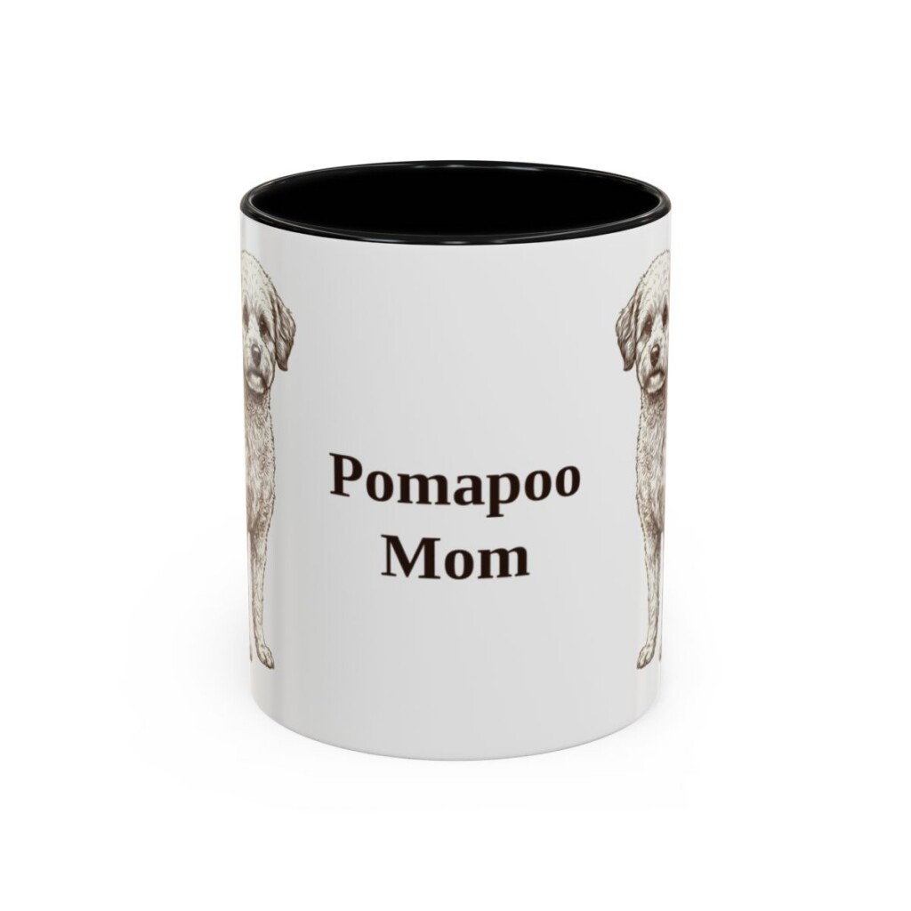 11oz Pomapoo Dog Mom Mug, Black, front view