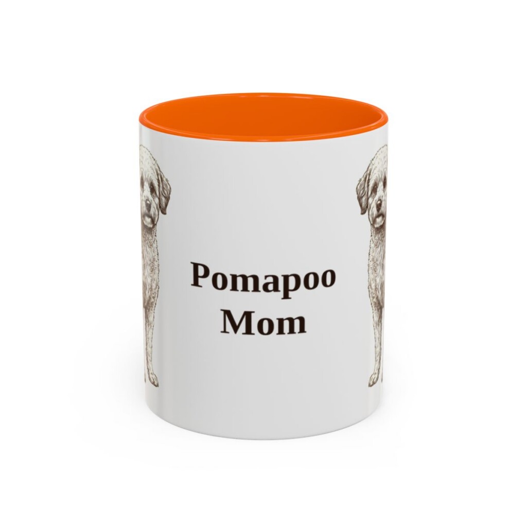 11oz Pomapoo Dog Mom Mug, Orange, front view