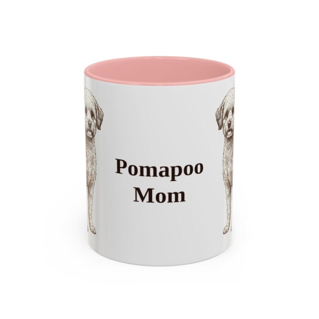 11oz Pomapoo Dog Mom Mug, Pink, front view