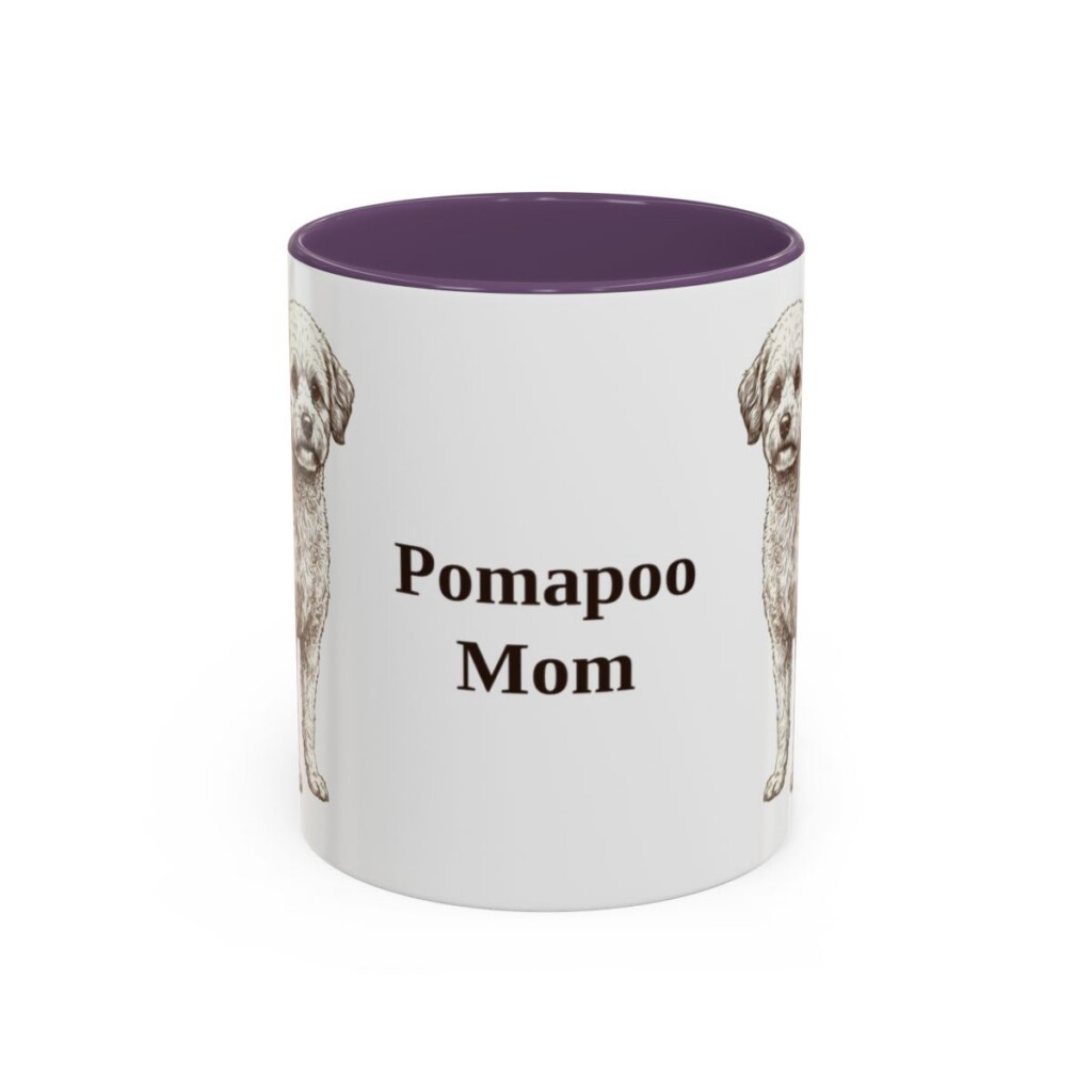 11oz Pomapoo Dog Mom Mug, Purple, front view