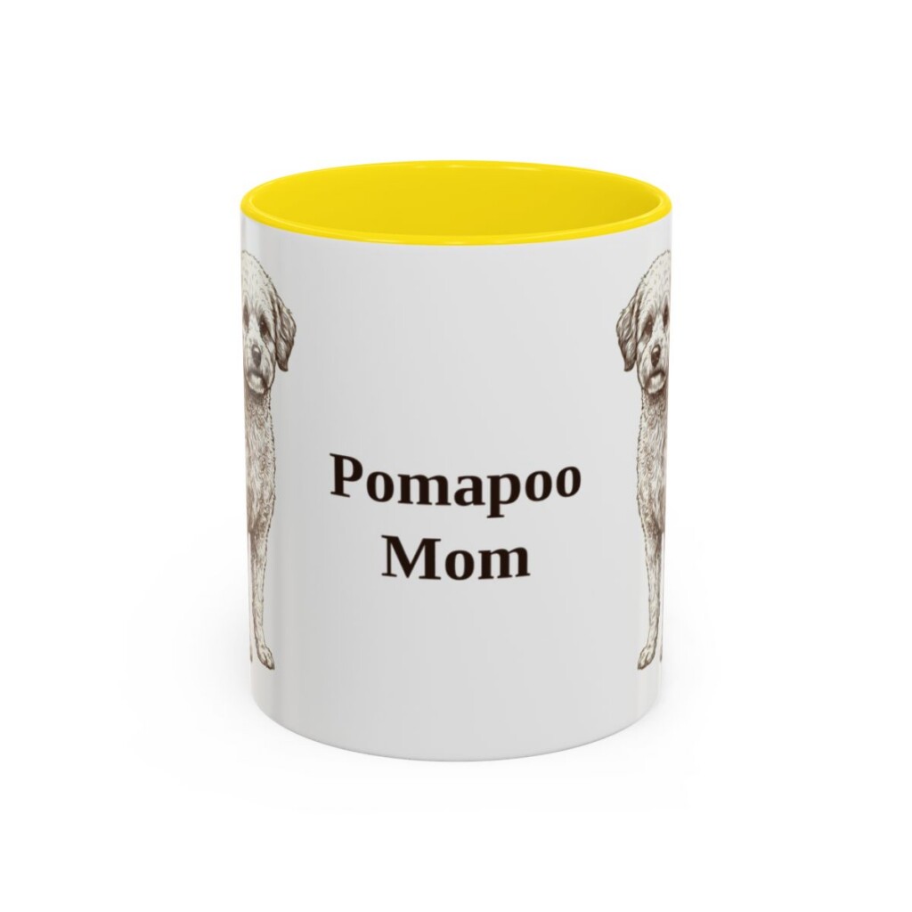 11oz Pomapoo Dog Mom Mug, Yellow, front view