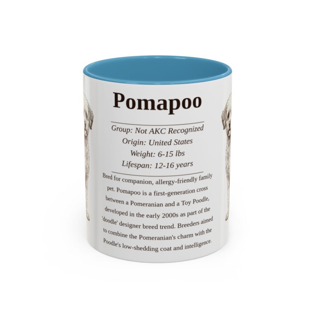 11oz Pomapoo Mug, Light Blue, front view