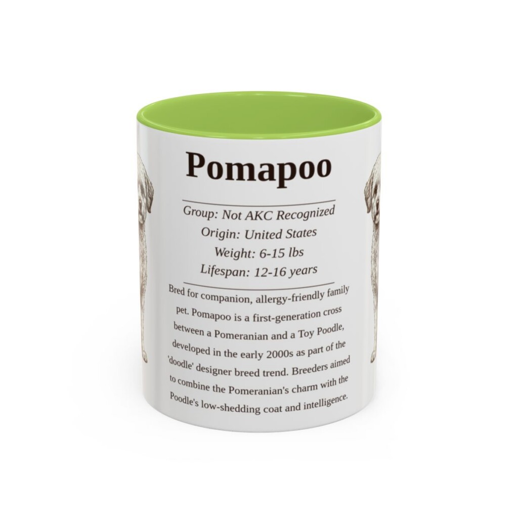 11oz Pomapoo Mug, Light Green, front view