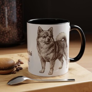 11oz Pomchi Dog Dad Mug, Black, lifestyle photo