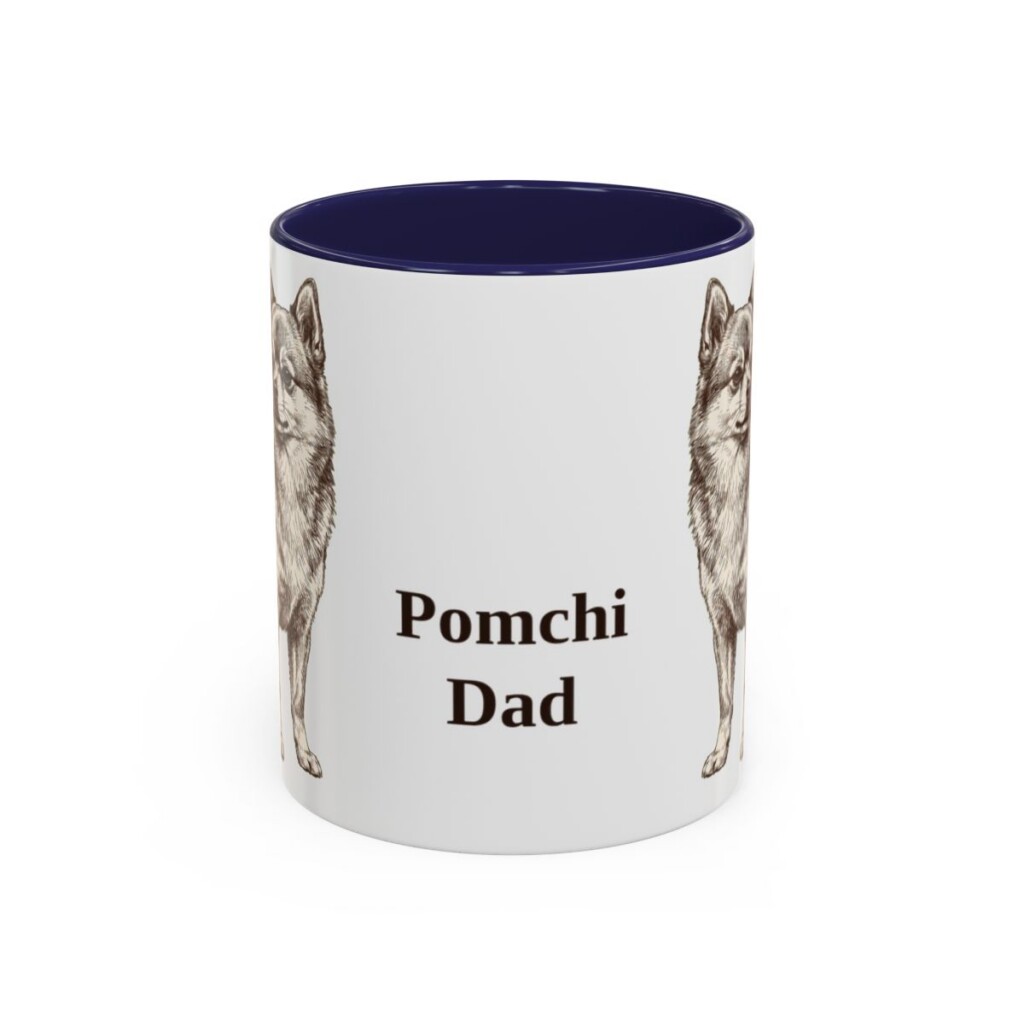 11oz Pomchi Dog Dad Mug, Navy, front view
