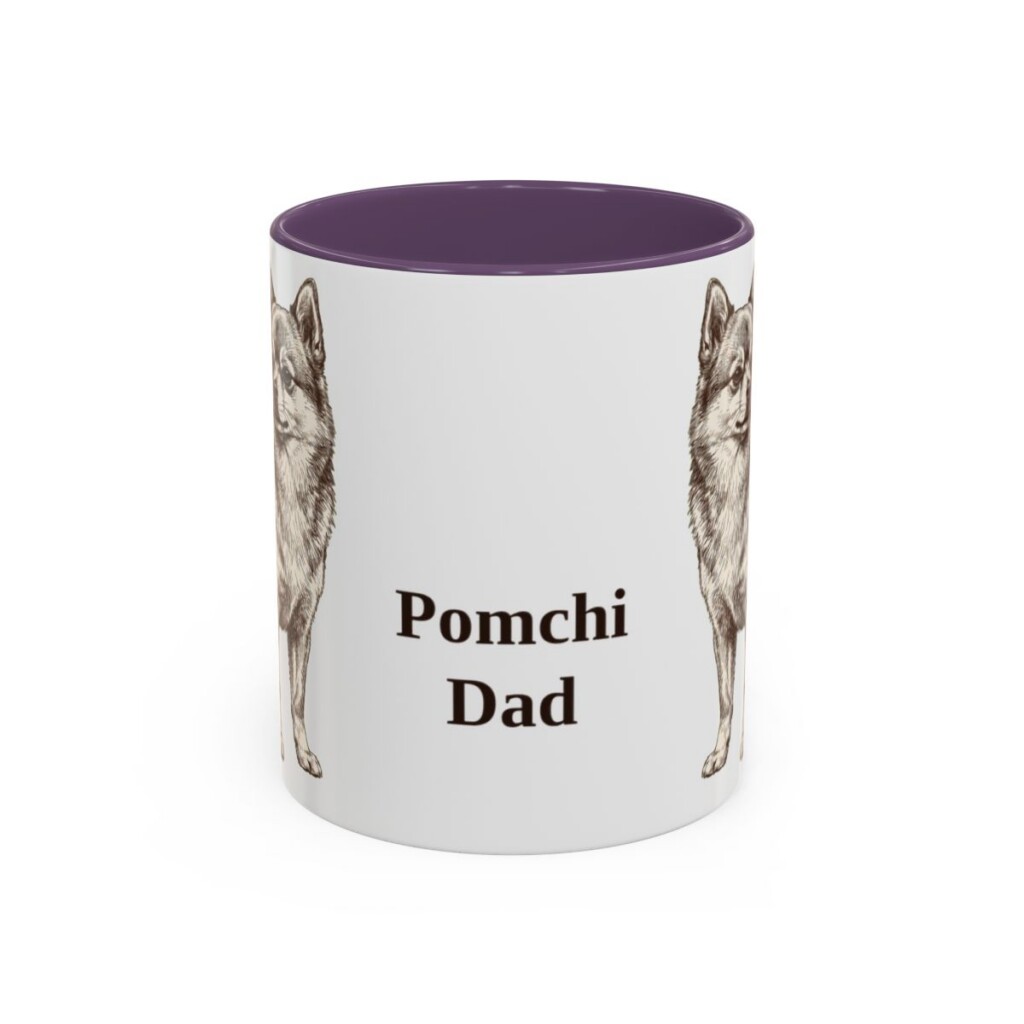 11oz Pomchi Dog Dad Mug, Purple, front view