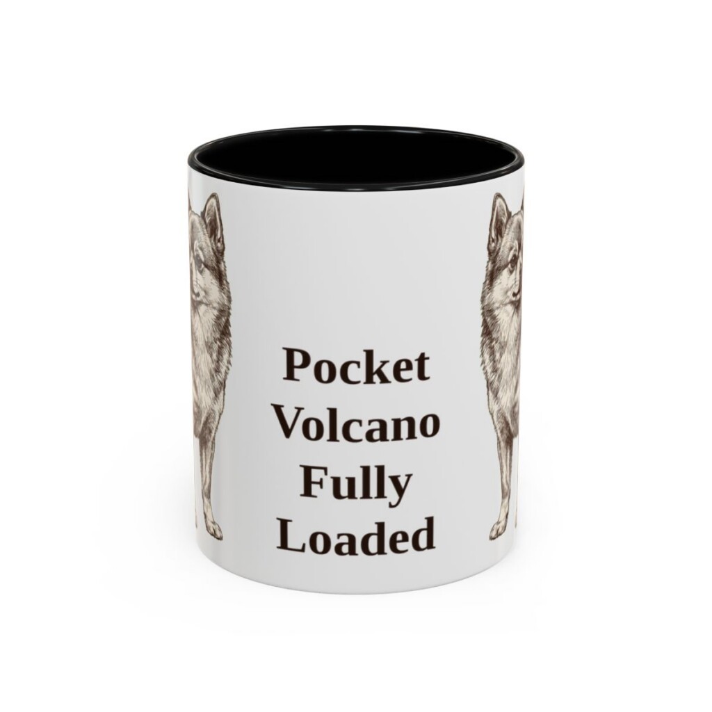 11oz Funny Pomchi Mug, Black, front view