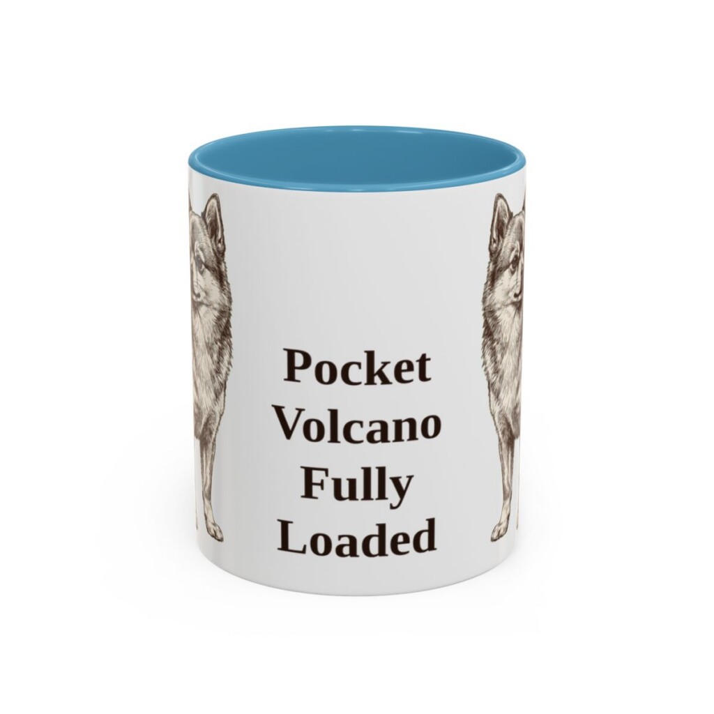 11oz Funny Pomchi Mug, Light Blue, front view