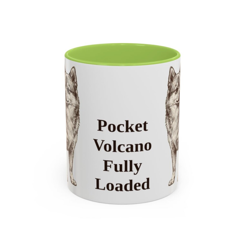 11oz Funny Pomchi Mug, Light Green, front view