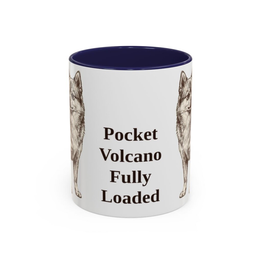 11oz Funny Pomchi Mug, Navy, front view