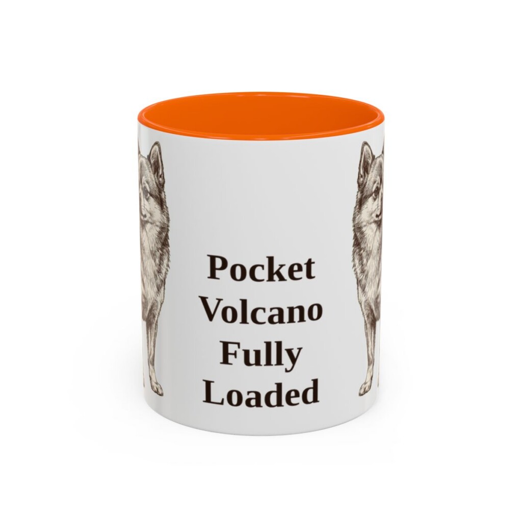 11oz Funny Pomchi Mug, Orange, front view