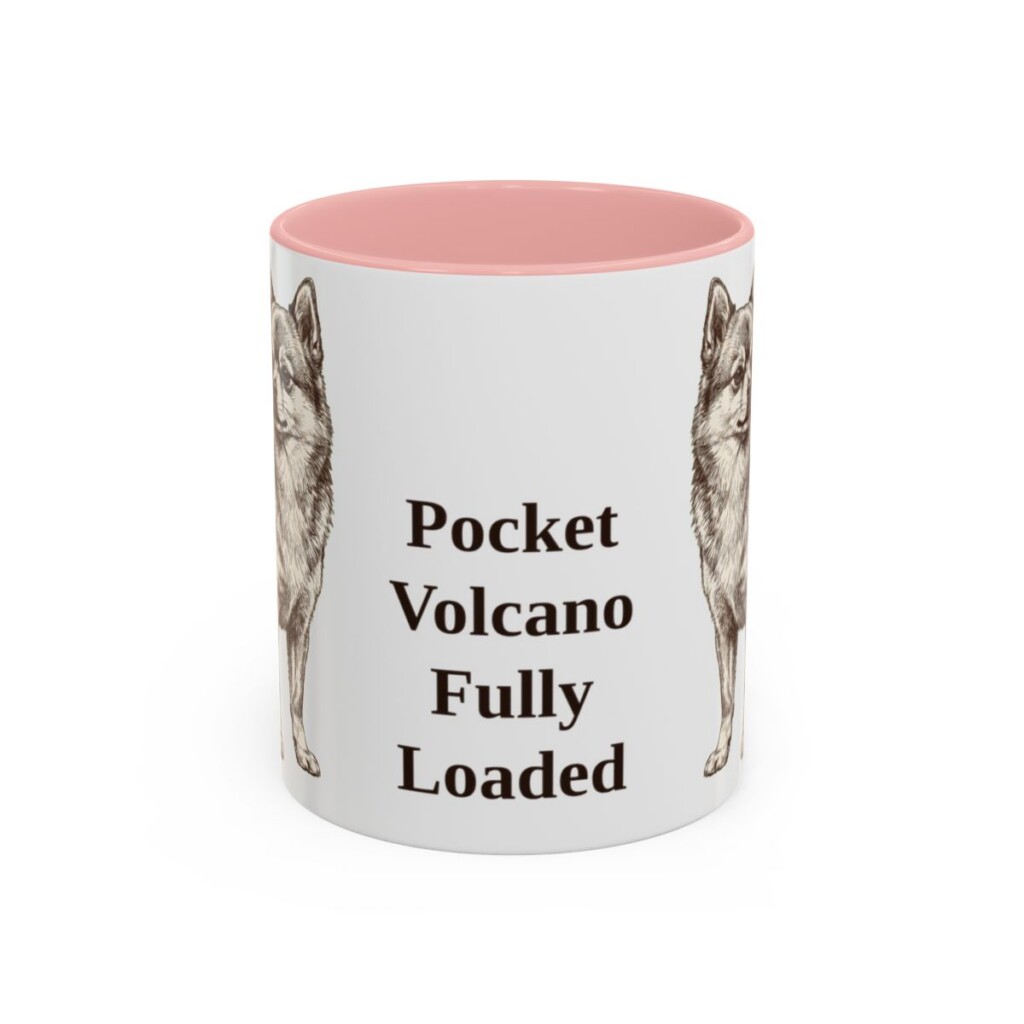 11oz Funny Pomchi Mug, Pink, front view