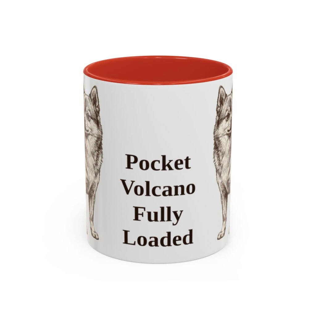 11oz Funny Pomchi Mug, Red, front view