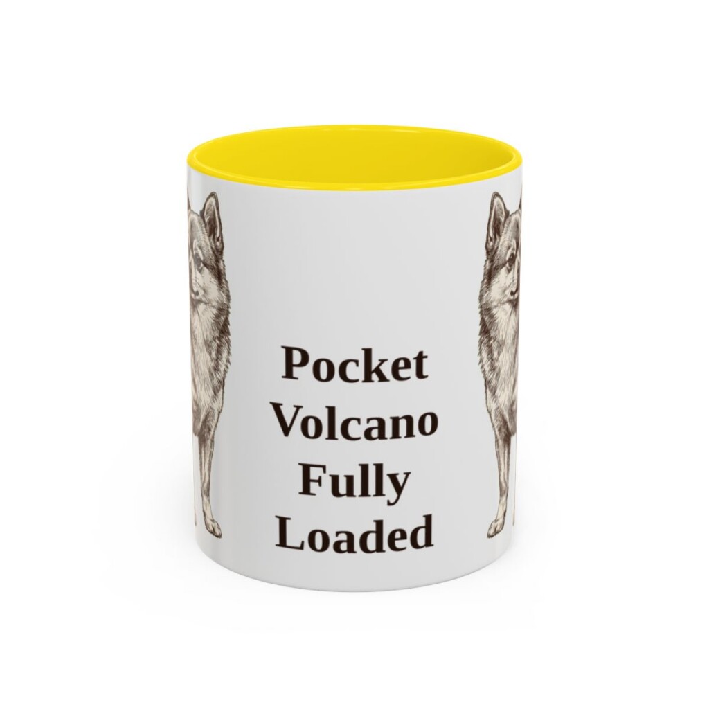 11oz Funny Pomchi Mug, Yellow, front view