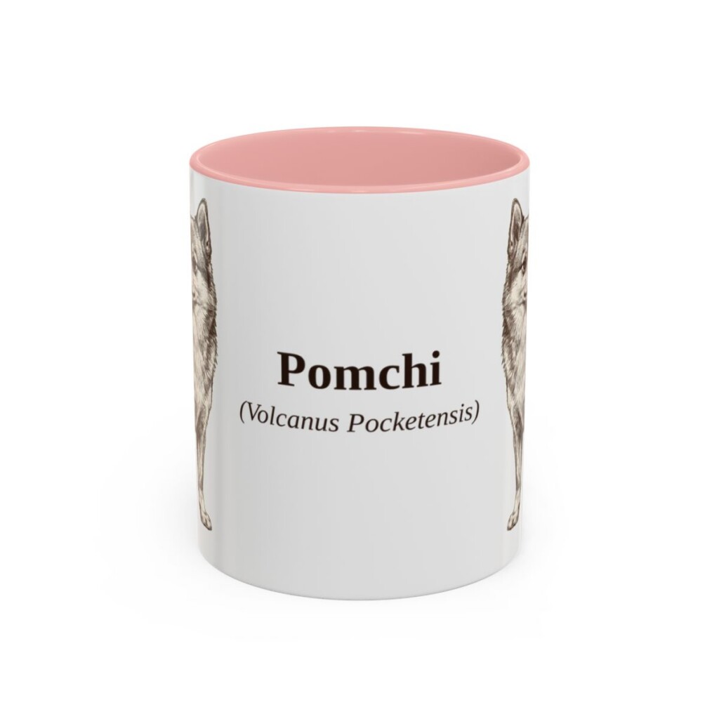 11oz Pomchi Latin Mug, Pink, front view