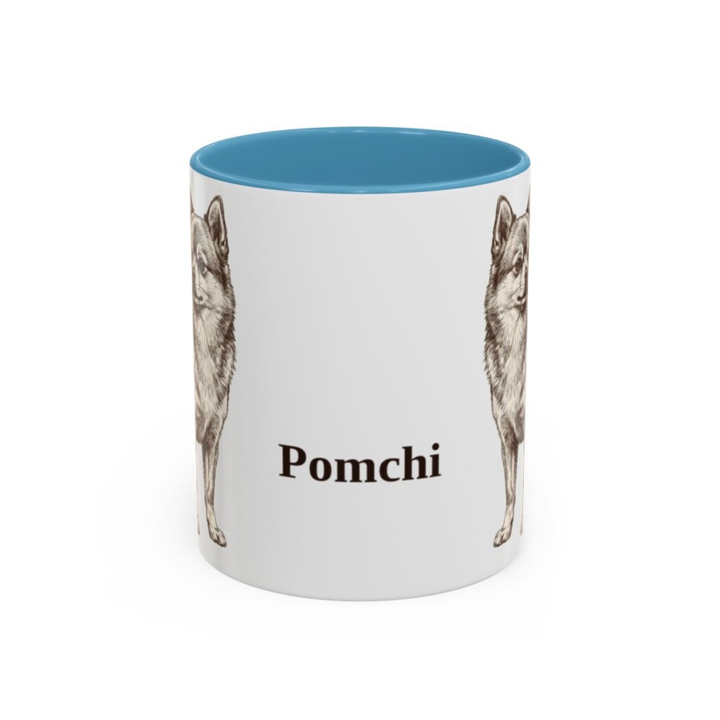 11oz Pomchi Mug, Light Blue, front view