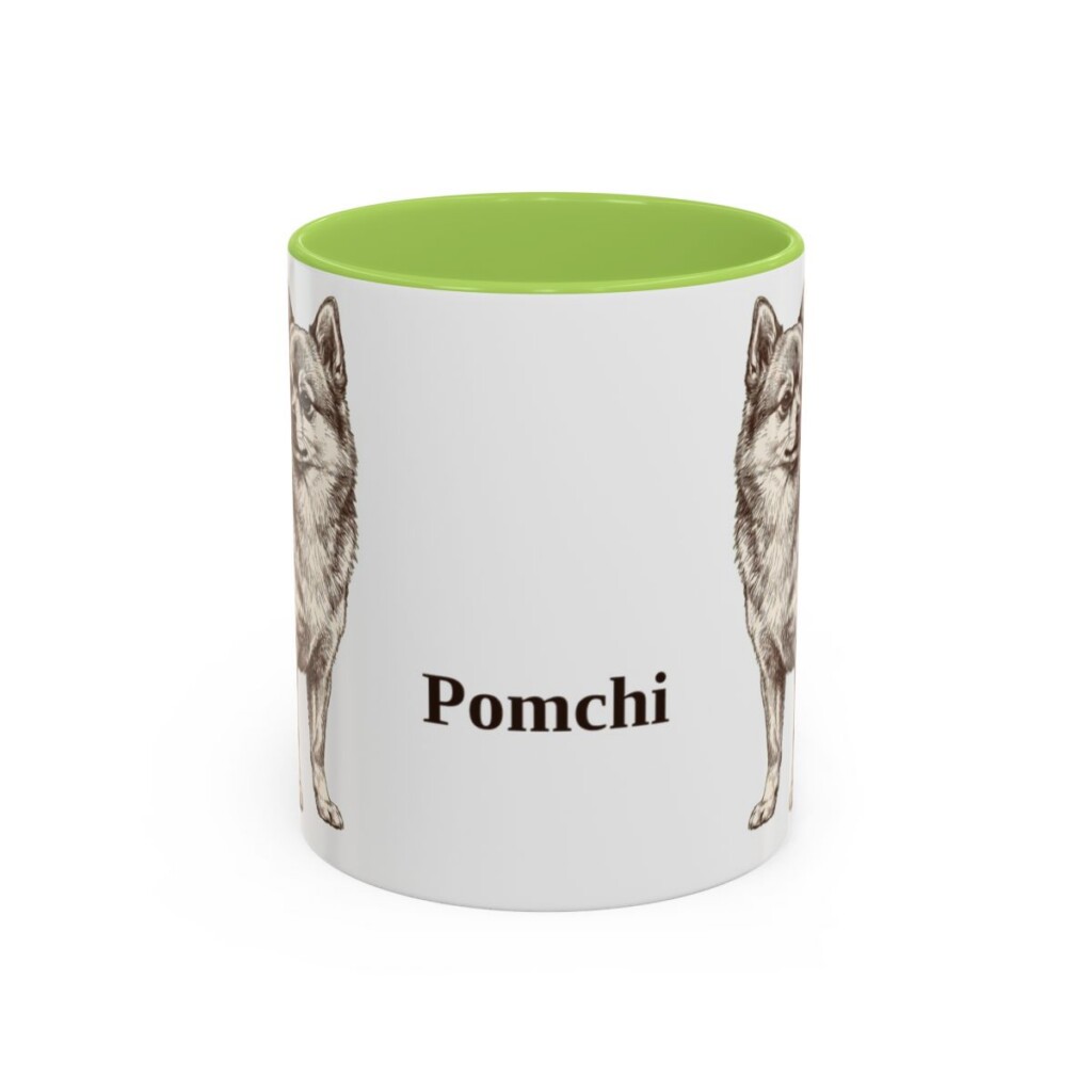 11oz Pomchi Mug, Light Green, front view